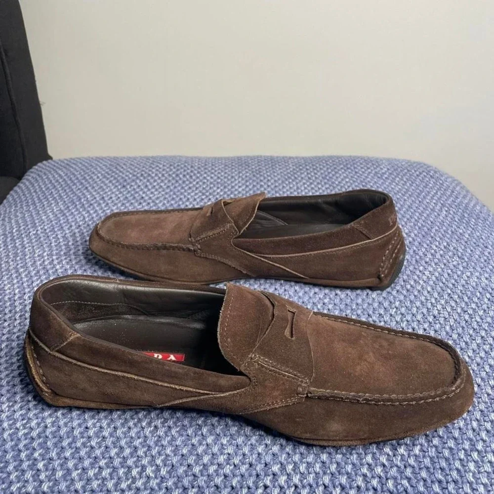 Prada‎ brown suede loafers. Size 9.5